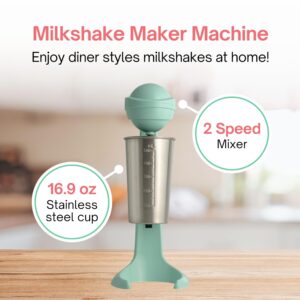 Milkshake Maker Machine – Electric Milkshake blender & Milk Frother – Restaurant Quality Smoothie Maker – Easy Clean Milkshake Mixer - 2 Speed Drink Blender with 16.9 oz. Stainless Steel Blender Cup