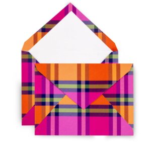 kate spade new york Blank Thank You Cards for Holidays and Celebrations, Stationery Set with 10 Cards and Envelopes, Grand Plaid Duo