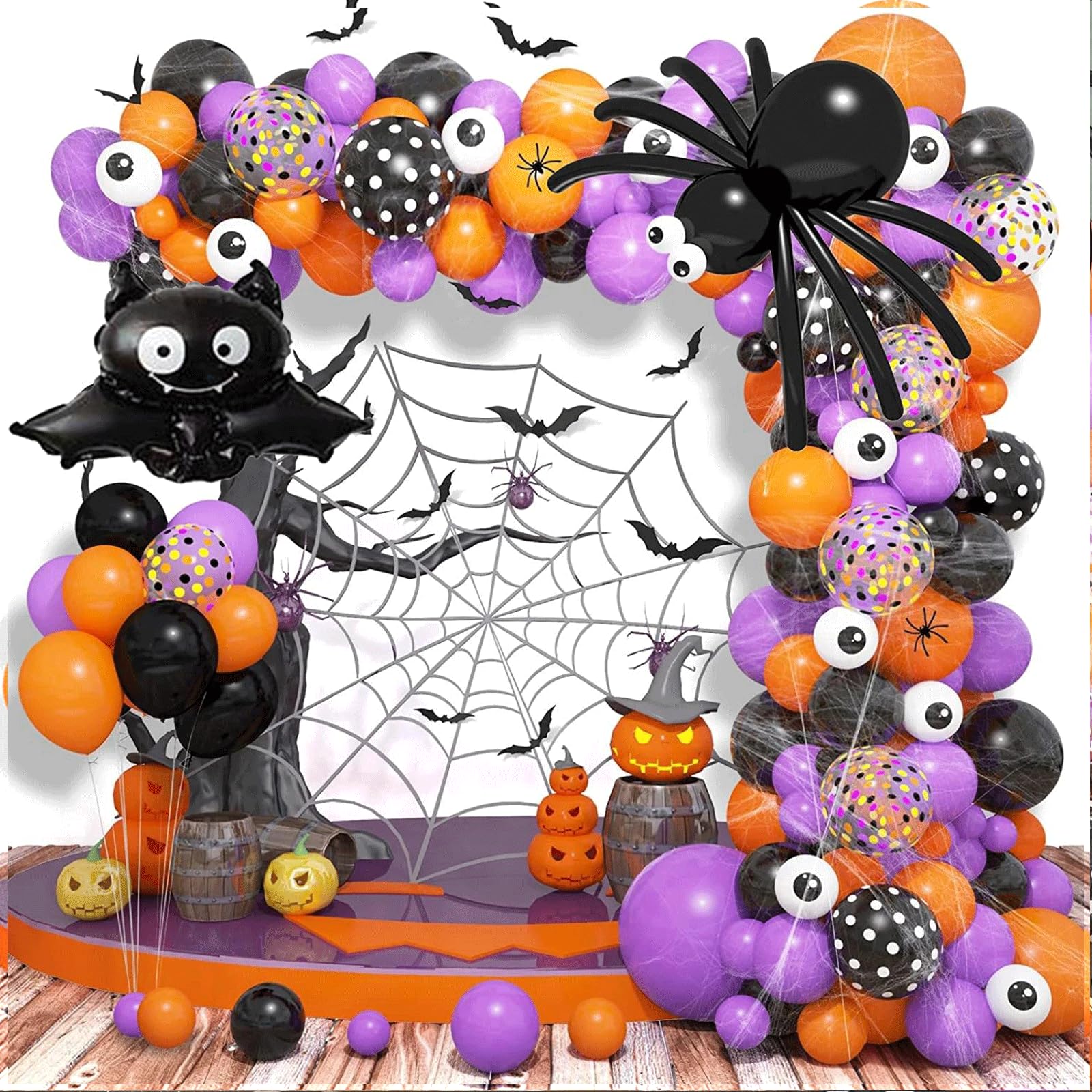 154PCS Halloween Balloon Arch Kit,Party Balloons Decorations,Halloween Backdrophouse of Party Balloons,for Halloween Party Balloons Decorations (PAIDUI-A)