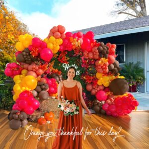 Fall thanksgiving day Garland Arch Kit 140 Pcs Retro burnt orange brown red yellow Balloon for Fall in love Bridal Shower autumn pumpkin theme Baby Shower Thanksgiving Day decorations