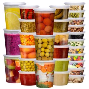 kkyvvy deli containers with lids 48 sets - soup containers with lids 8,16,32 oz- restaurant containers with lids for food storage, plastic deli containers variety pack, bpa free, leakproof, stackable