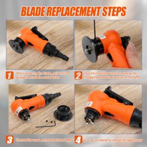 2 in 1 Mini Pneumatic Chamfering Machine, 45° Arc Corner Beveling Trimming Deburring Machine 30000RPM Handheld Chamfering Air Chamfer Tool with 1/4 Inch Air Inlet (C&R Angle Blades,Orange)