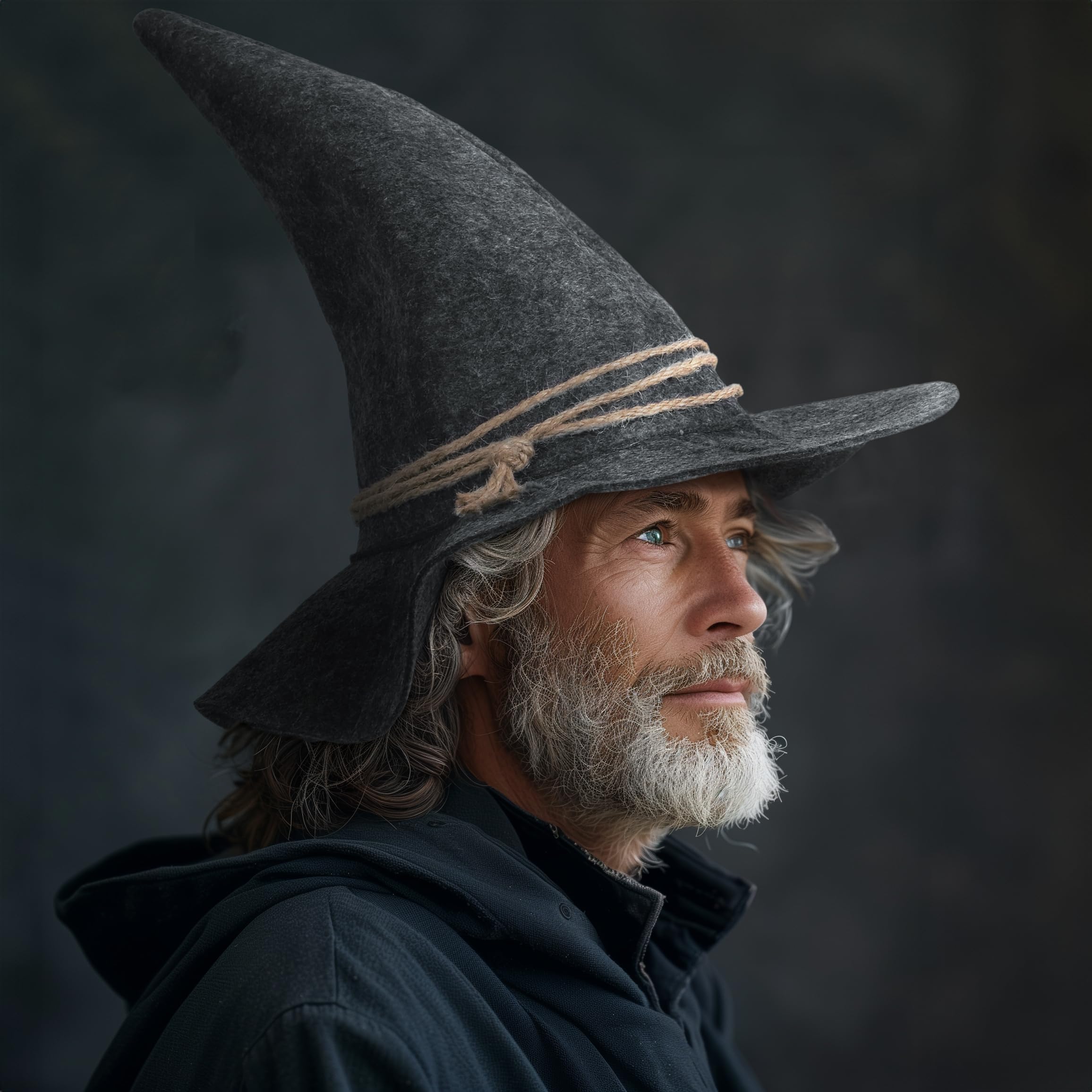 HOMELEX Grey Wizard Felt Hat Witch Sorcerer Hats Adult Costume Scarecrow Accessory for Halloween