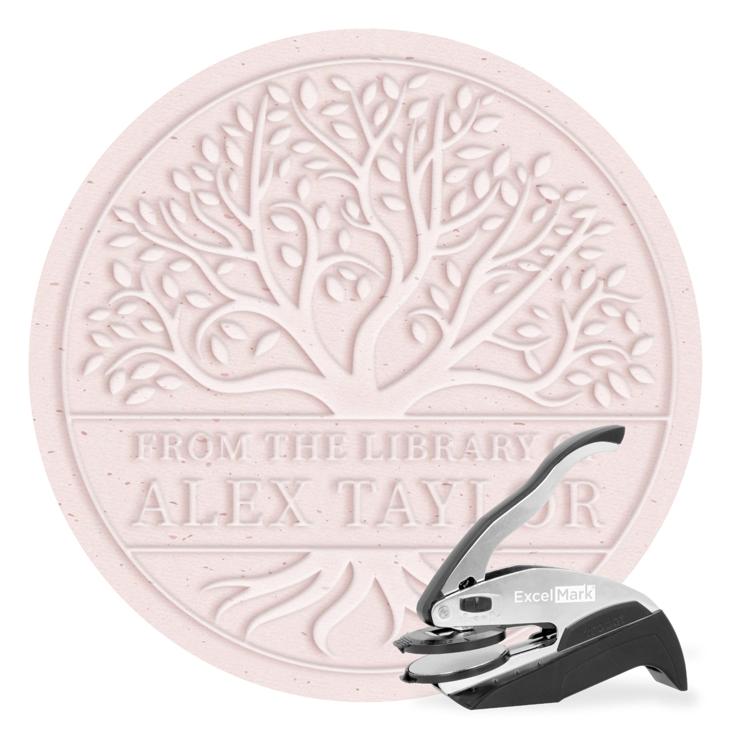 ExcelMark Personalized Book Embosser - Tree Life (Round)