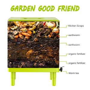 TOP XIAN 5-Tray Worm Composter,100L Worm Compost Bin for Vermicomposting Starter, Indoor & Outdoor Worm Farm Composting Bin, Worm Compost Bin for Recycling Food Waste