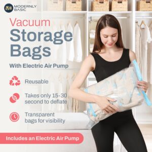 20 Pack Vacuum Storage Bags with Electric Pump, (4 Jumbo/4 Large/ 4 Medium/ 4 Small/ 4 Roll) Vacuum Sealed bags for clothing, Comforters, Blankets, Bedding - Space Saver Vacuum Storage Bags