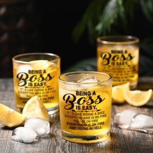 Futtumy Boss Day Gifts, 10 Oz Boss Whiskey Glass, Boss Day Gifts for Him Men Boss Women Leader Dad Friends Coworker, National Boss Day Gifts for Boss Day Christmas Birthday, Boss Appreciation Gifts