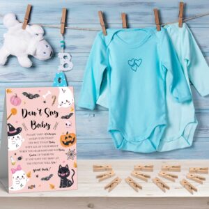 Don't Say Baby Clothespin Games Sign (1 Sign + 50 Mini Clothespins), Halloween Ghost Pumpkin Gender Neutral Gender Reveal Baby Shower Prizes Game, Halloween Baby Shower Party Decorations-SG01