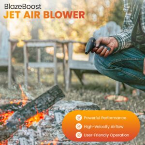 BlazeBoost Jet Air Blower - Jump Start Your Fireplace, Fire Pit,Charcoal Grill Or Campfire by Delivering A Ridiculous Amount of Oxygen to Your Fire 100,000 RPM Power with Rechargeable Battery