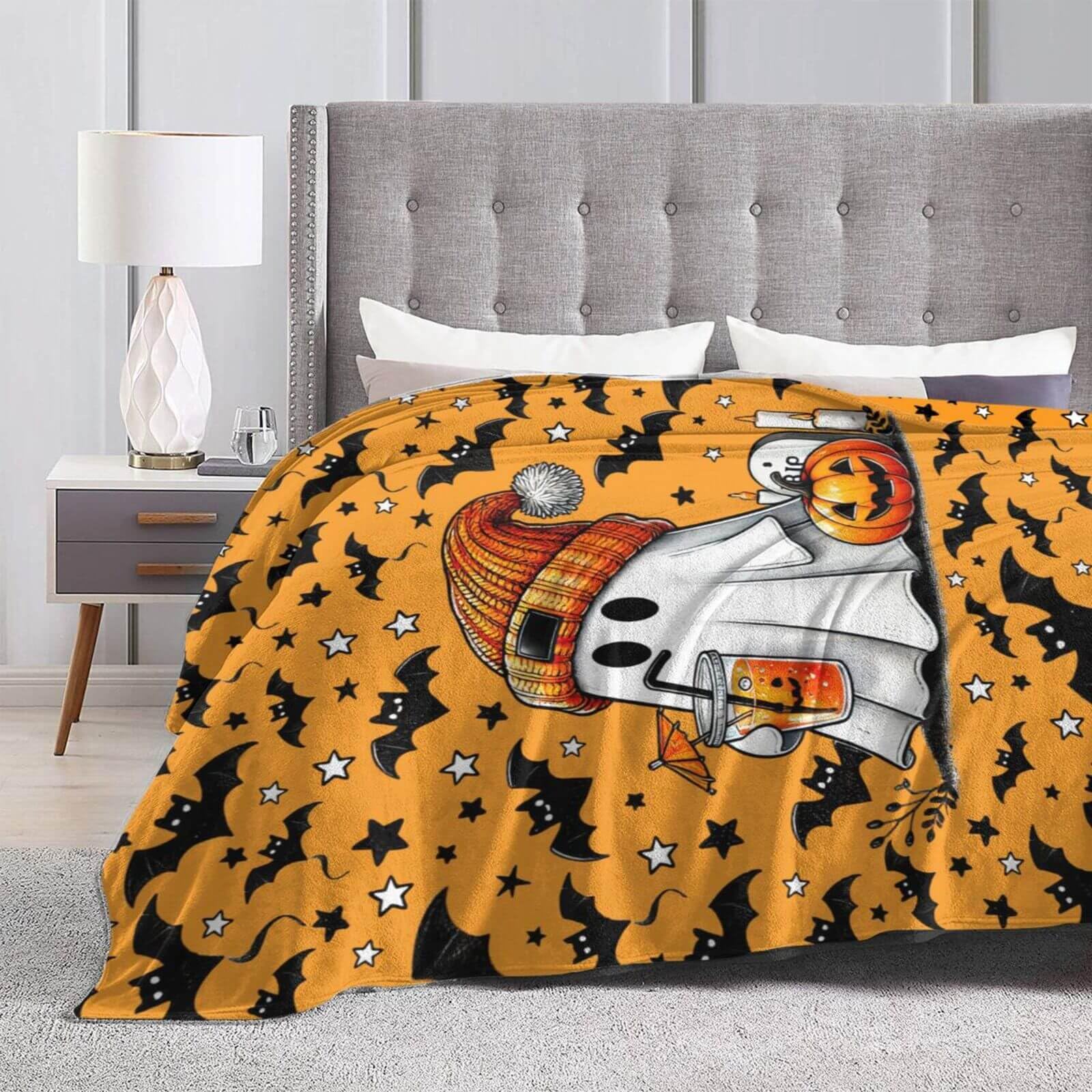 Halloween Blanket for Boys Girls, Haunted Halloween Themed Design Printed Throw Blankets for Kids Lap, Chair Sofa, Warm Soft Cozy Blanket, 40"x 50"