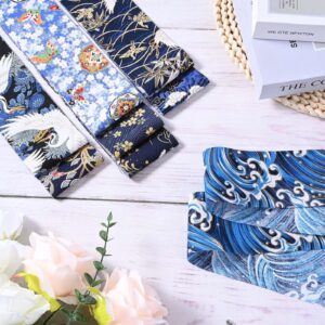 40 Pcs Blue Japanese Style Jelly Roll Blue Ukiyoe Fabric Strips for Quilting Crafting Blue Sea Wave Bird Floral Precut Polyester Patchwork for Sewing DIY Crafts Fabric Bundles Strips 39.37 × 2.55 Inch