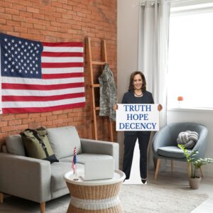 Generic Personalized Kamala Harris Stand Up - Your Text Here - Custom Life Size Kamala Cutout, 6 Size Options Plus Actual Kamala Size Cutout - Election 2024 Decor, Tan/Navy/Red/White