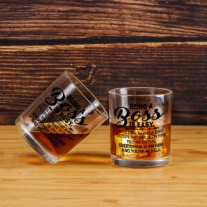 Futtumy Boss Day Gifts, 10 Oz Boss Whiskey Glass, Boss Day Gifts for Him Men Boss Women Leader Dad Friends Coworker, National Boss Day Gifts for Boss Day Christmas Birthday, Boss Appreciation Gifts