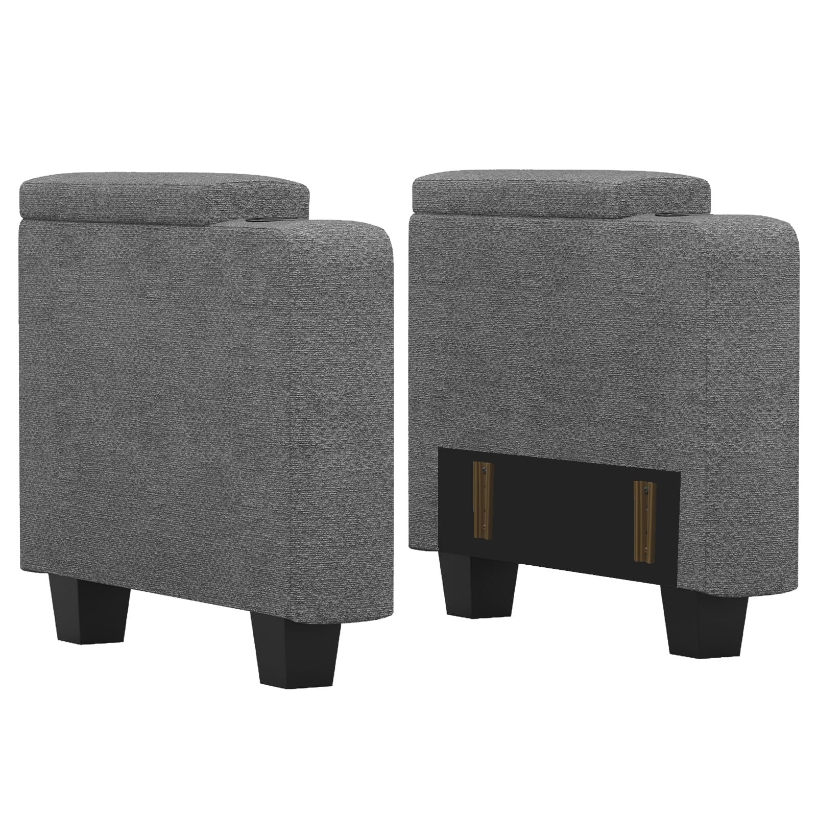 Belffin Fabric Modular Sectional Couch Armrests with Cup Holder, Modular Sofa Side Part for Sectional Sofa Couch. Light Grey.