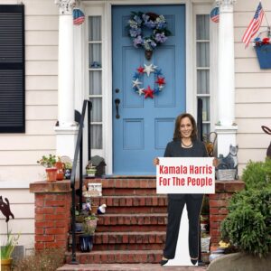 Generic Personalized Kamala Harris Stand Up - Your Text Here - Custom Life Size Kamala Cutout, 6 Size Options Plus Actual Kamala Size Cutout - Election 2024 Decor, Tan/Navy/Red/White