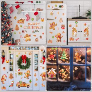 Christmas Gingerbread Wall Stickers Decoration 12 Sheets, Christmas Wall Decals Holiday Gingerbread Decor for Wall, Winter Candy Wall Vinyl Stickers for Living Room Bedroom Home Office Decor