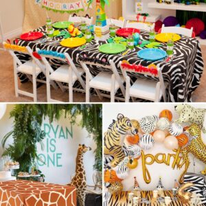 BOGAZNET Pack of 4 Safari Animal Print Tablecloth — Tiger Zebra Leopard Giraffe Print Safari Tablecloth Jungle Animal Theme Tablecover for Jungle Safari Birthday Baby Showers