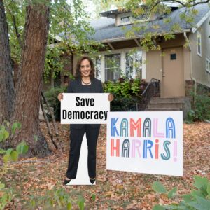 Generic Personalized Kamala Harris Stand Up - Your Text Here - Custom Life Size Kamala Cutout, 6 Size Options Plus Actual Kamala Size Cutout - Election 2024 Decor, Tan/Navy/Red/White