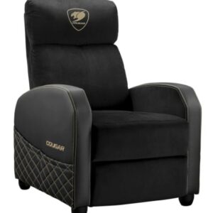 COUGAR Ranger Elite Gold Gaming Sofa, Plush Velvet Upholstery, Side Pocket, Foldable Footrest & Reclining Backrest