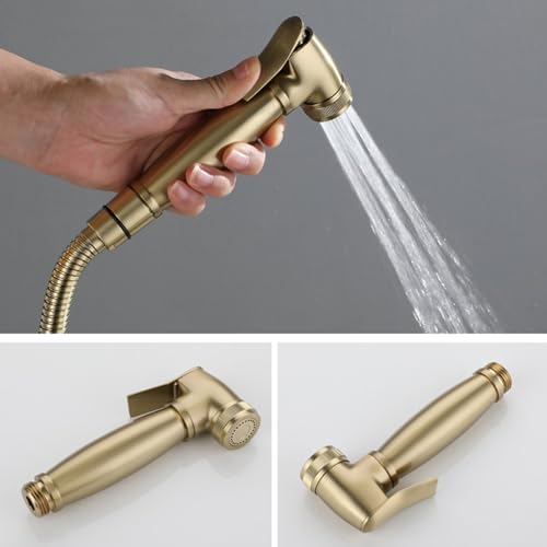 BINCAVIDOU Hand Held Toilet Bidet Sprayer Hand Bidet Sprayer for Toilet Bidet Toilet Sprayer Jet Kit Pressurized Flush All Copper,D, Brushed Gold