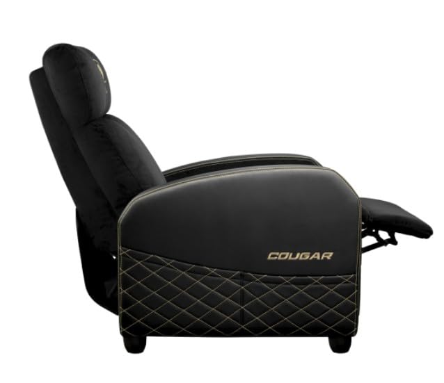 COUGAR Ranger Elite Gold Gaming Sofa, Plush Velvet Upholstery, Side Pocket, Foldable Footrest & Reclining Backrest