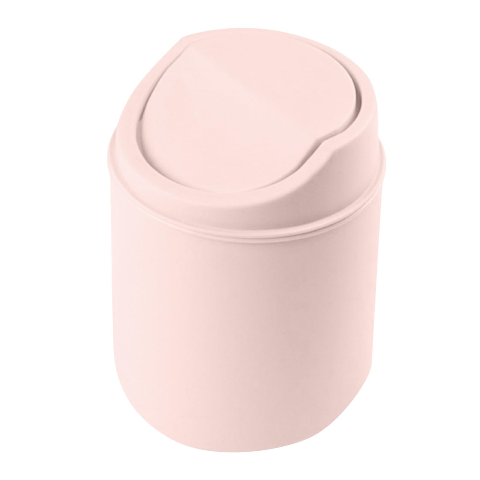 Rvikurc Mini Desk Trash Can with Lid, Plastic Desktop Small Trash Can with Swing Lid, Table Waste Paper Basket Wastebasket, Stylish Cute Round Trash Can for Office Bathroom Bedroom Tabletop (Pink)