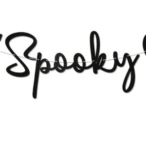 The Spooky One Banner - Halloween First Birthday Sign, Cute Ghost Spooky Baby Shower/Gender Reveal/1st Birthday Party Decorations Black Glitter