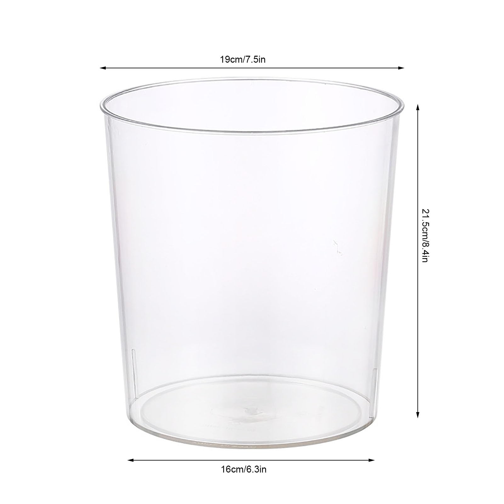 CHICIRIS Clear Trash Can, Small Waste Basket Round Plastic Garbage Bin for Kitchen Bathroom Bedroom Office Dorm, Transparent (M 25cm / 9.8in)