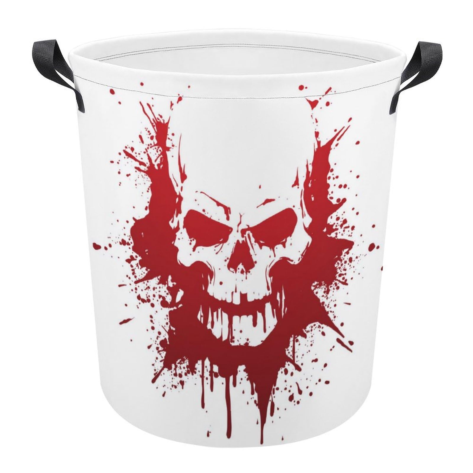 TsyTma Halloween Blood Skull Laundry Basket Small Collapsible Laundry Hamper with Handles Round Dirty Clothes Hampers for Laundry Bedroom Bathroom