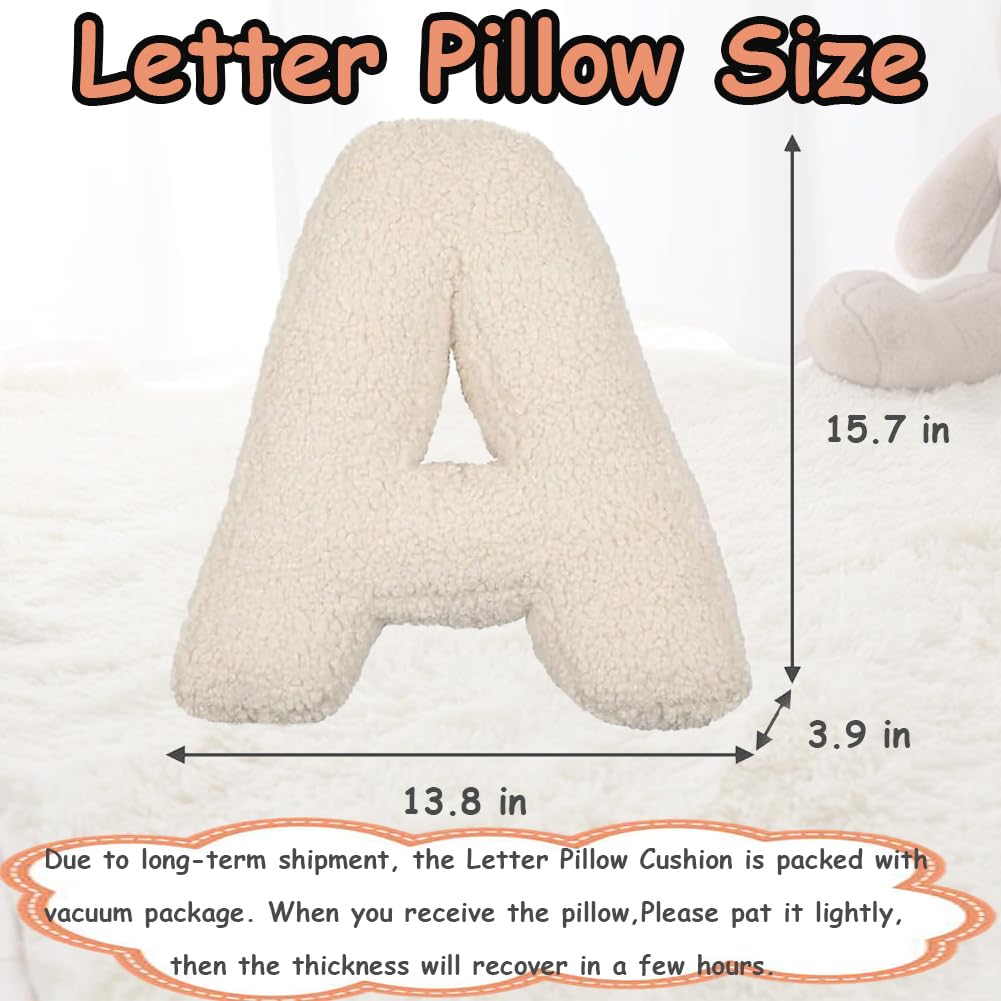 Letter Plush Pillow Soft Initial Throw Cushion Letter Hugging Throw Pillows Decorative Alphabet Throw Pillows for Bed Couch Letter Pillows English Alphabet A to Z for Sofa Bedroom Car Nursery Decor