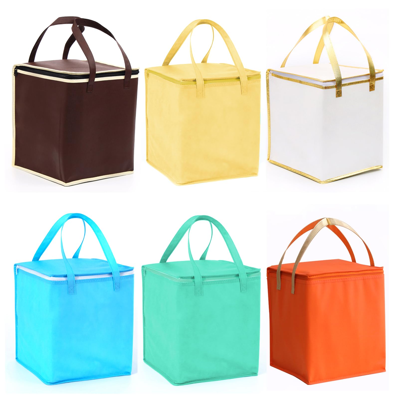 13.8×13.8×15.8 Reusable Insulated Zipper Aluminum Foil Tote Bag Suit for Picnic Cake Fruit Drink Refrigeration Also for Delivery of Takeaway Thermal Pizza Insulated Delivery(2Pack White)