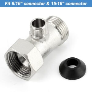 Bidet T Adapter,Flexible T Bidet Connector 3 Way 7/8inch 3/8inch 7/8inch Plumbing Splitter,T Valve Shower Head Diverter,Valve Hose Fitting for Shower Head Diverter Sprayer Faucet