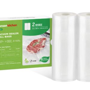 Bonsenkitchen Vacuum Sealer Bags Rolls, 8 in x 50 ft Rolls 2 pack Durable Food Sealer Bags, Commercial Grade, Heavy Duty, BPA Free, Seal a Meal, Great for Food Storage & Sous Vide Cooking, VB23