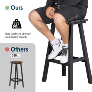 nalone 29 Inch Outdoor Bar Stools Set of 2, HDPE Bar Chairs with Footrest, Weather Resistant Barstools Outside Bar Height Stools for Bar, Kitchen Counter, Balcony (Black, 29'' Barstools Set of 2)