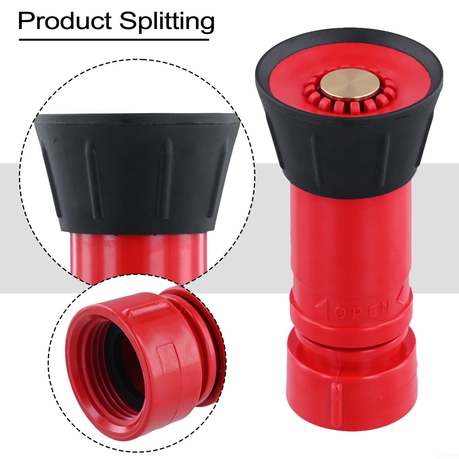 Fire Hose Nozzle, Heavy Duty Water Distribution Nozzle, 1-1/2 Inch NSTNH Fire Hose Nozzle, High Pressure Sprinkler