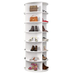 hestiasko rotating shoe rack, 7-tier spinning shoe rack, upgrade free standing rotating shoe rack tower 360°, easily assembled lazy susan shoe rack, revolving shoe organizer for entryway - white