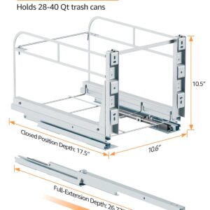 RUNMI Pull Out Trash Can Under Cabinet with Soft-Close Slides,Garbage Can Not Included,Heavy Duty Under Sink Trash Can Kit for Kitchen, Requires Minimum Cabinets Opening 12" W X 18" D