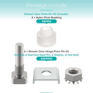 Shuisen Shower Door Pivot Pin Kit with Pivot Bushing for Pivot Shower Door,Shower Door Repair Kit #SDPP01#SPB12 for Framed Swing Shower Doors,Shower Door Replacement Parts, Shower Door Pivot Hinge Kit