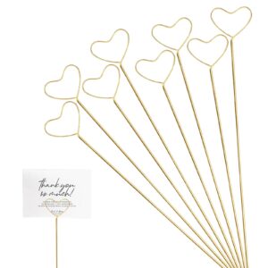 bonsicoky 40 pack gold floral card holder picks - 12.4" metal gift card holder - round shaped place card holder for wedding birthday party bouquet decorations