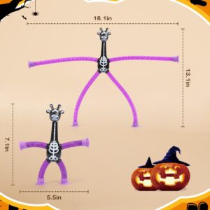 Halloween Party Favors for Kids 4 Pack Telescopic Suction Cup Giraffe Toy Sensory Tubes Classroom Prizes/Non Candy Halloween Treats Goodie Bag Fillers Gifts