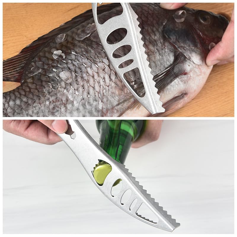 Stainless steel Fish Scaler Remover, Cooking Tools Seafood Tools Cleaner Kitchen Remover Portable Fish Scale Remover Fish Cleaning Peeler Scraper Bottle Opener SeafoodTools Scaling Cleaning