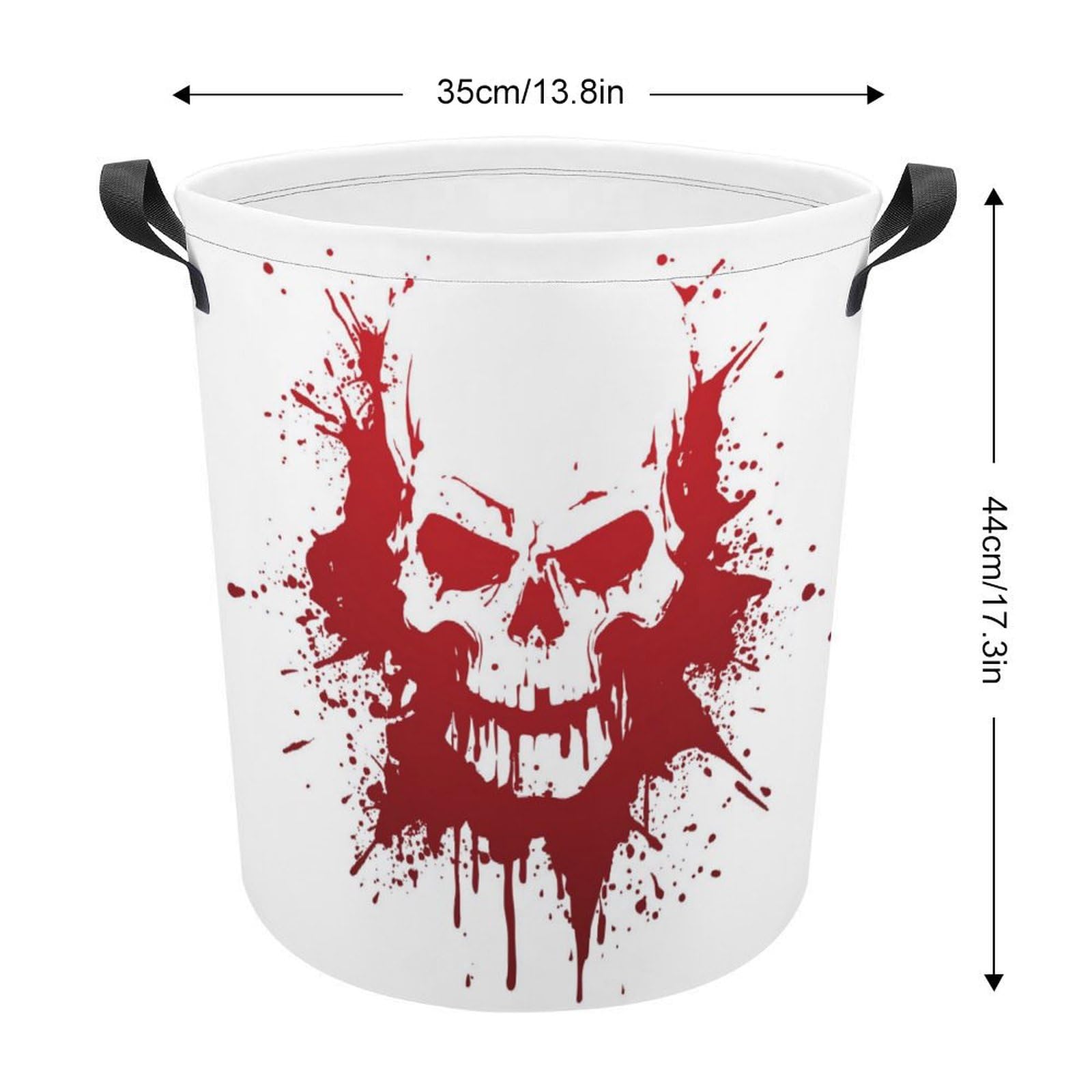 TsyTma Halloween Blood Skull Laundry Basket Small Collapsible Laundry Hamper with Handles Round Dirty Clothes Hampers for Laundry Bedroom Bathroom