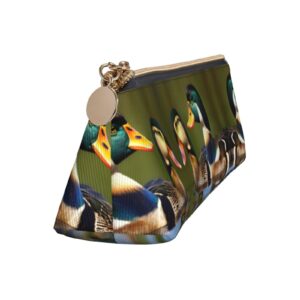 DRTGEDS Two Mallard Ducks Fashion Multifunctional Leather Pencil Case With Large Storage Capacity Pencil Pouch