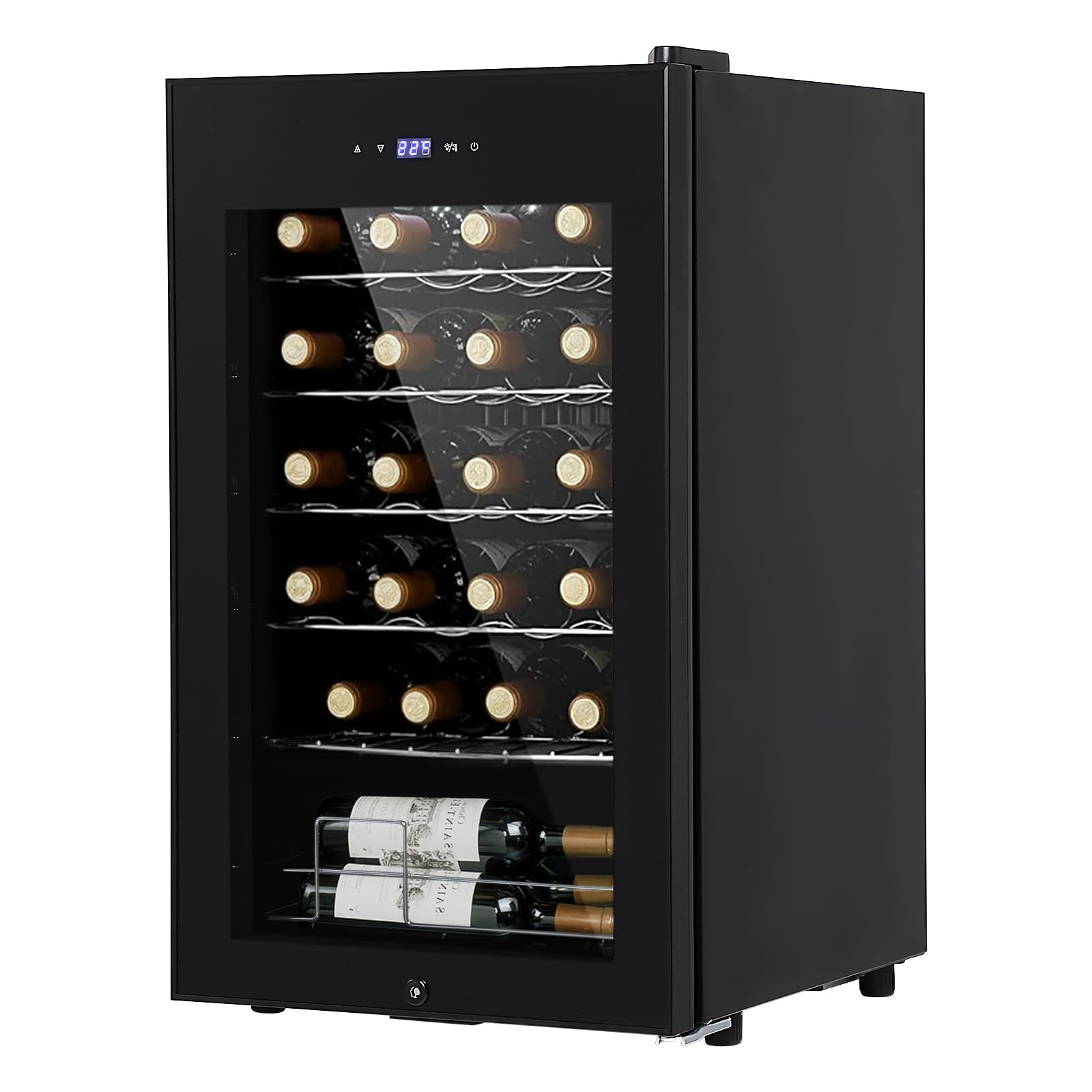 GarveeHome 28 Bottle Compressor Wine Cooler Refrigerator, Wine Fridge Freestanding Wine Cellar for Red Wine, White, Champagne, Sparkling Wine with Digital Temperature Control, Soft LED Light