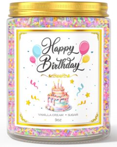 vegishine birthday candles gifts for women, birthday gifts for women men, 9 oz happy birthday candle with vanilla birthday cake scent, birthday gifts for women friendship ideas