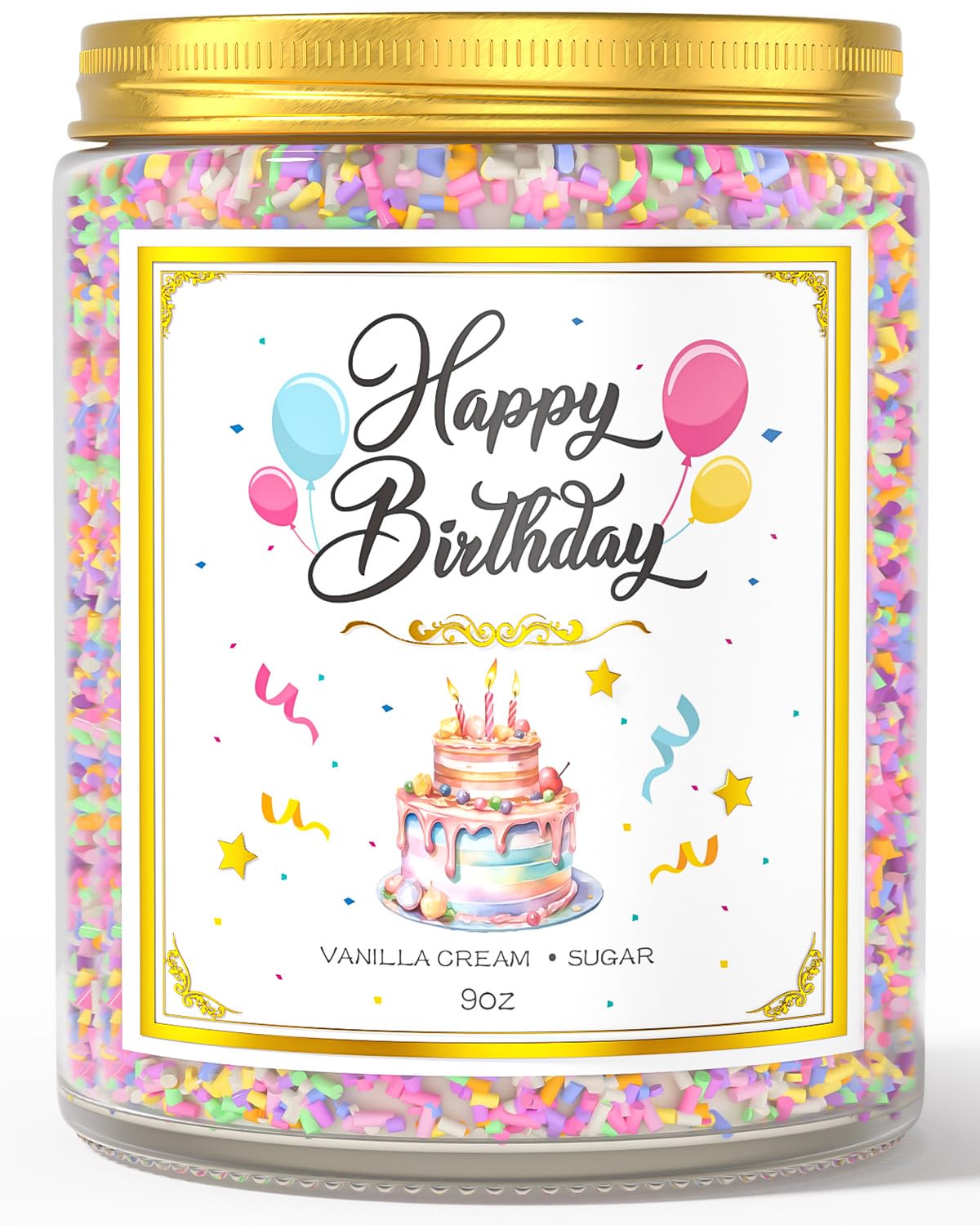 VEGISHINE Birthday Candles Gifts for Women, Birthday Gifts for Women Men, 9 oz Happy Birthday Candle with Vanilla Birthday Cake Scent, Birthday Gifts for Women Friendship Ideas