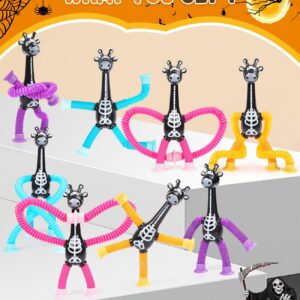 Halloween Party Favors for Kids 4 Pack Telescopic Suction Cup Giraffe Toy Sensory Tubes Classroom Prizes/Non Candy Halloween Treats Goodie Bag Fillers Gifts