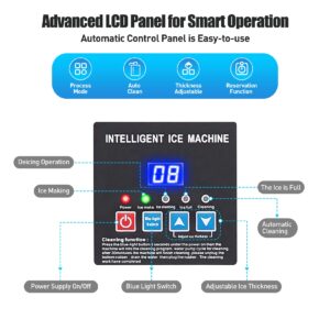 GarveeTech Commercial Ice Maker Machine 300lbs/24H, 100lbs Storage Bin, Under Counter Ice Machine, Freestanding Ice Machine with Ice Scoop, Self-Cleaning, for Restaurants/Bars, 500W