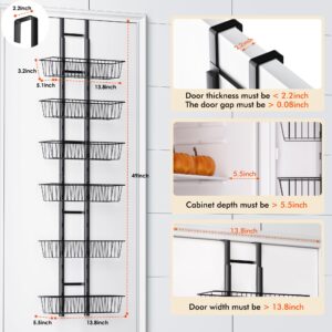 LUXEAR Over the Door Pantry Organizer, 6-Tier Adjustable Pantry Organizers and Storage, No-Assembly Foldable Metal Hanging Over the Door Organizer for Kitchen, Home, Laundry Room, Bathroom