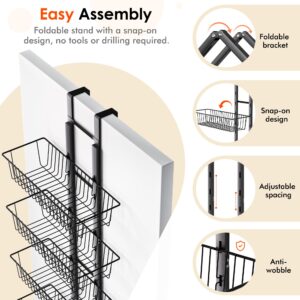 LUXEAR Over the Door Pantry Organizer, 6-Tier Adjustable Pantry Organizers and Storage, No-Assembly Foldable Metal Hanging Over the Door Organizer for Kitchen, Home, Laundry Room, Bathroom